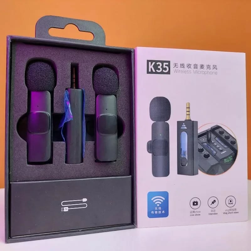 K35 High Quality Wireless Dual Microphone For Mobile Phone And Camera