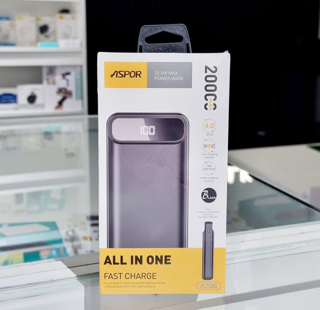 Aspor A396 Pd 20000mah 22.5w Fast Charging Power Bank